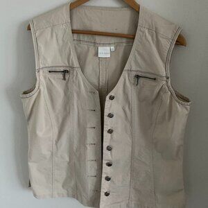 Y2 BLU VEST WOMEN'S TAILORED 97%COTTON BUTTONS POCKETS BEIGE COLOUR SZ L